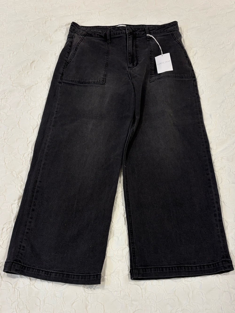 Carly Jean Los Angeles Black Hendrix High Rise Wide-Leg Denim Jeans